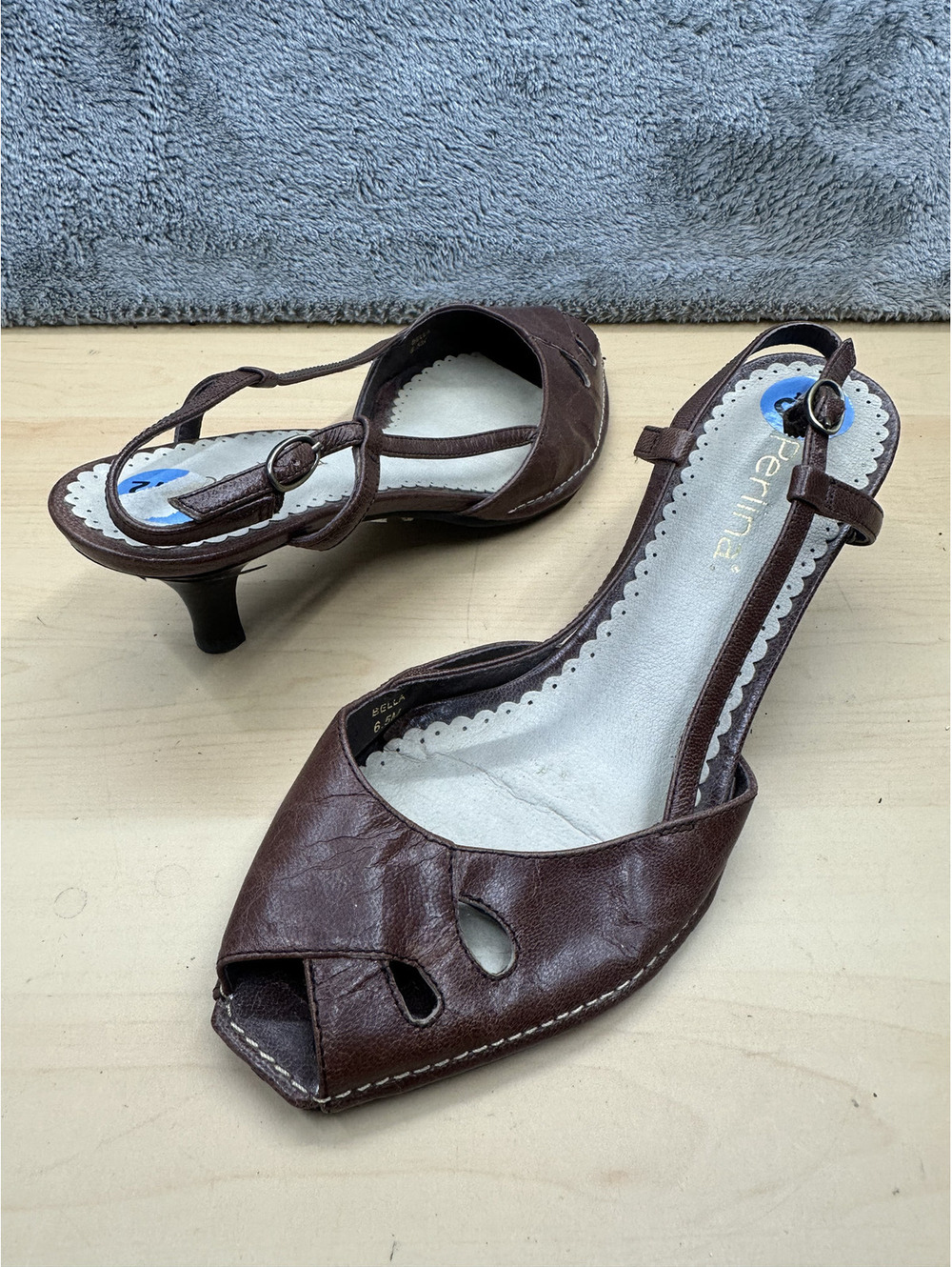 Perlina Brown Slingback Heels Vintage Retro Classic Pumps
